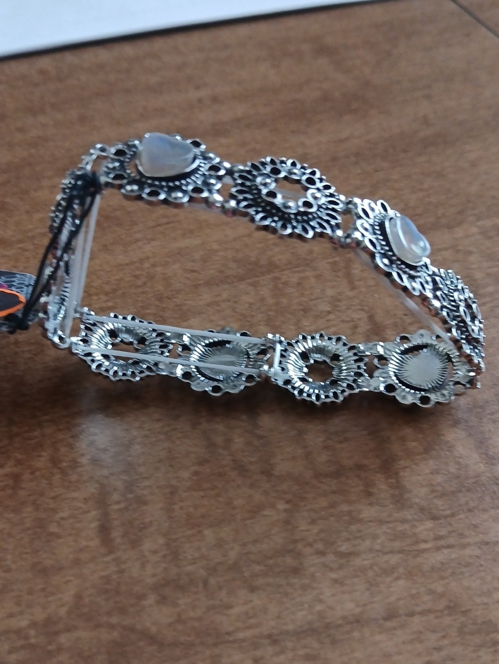 Paparazzi Silver Floral Filigree Stretch Bracelet - Picture 3 of 3